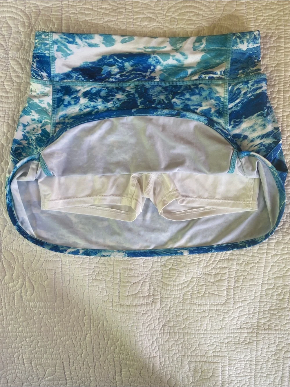 Reel Legends Girls Blue White Ocean Print Swim Skort